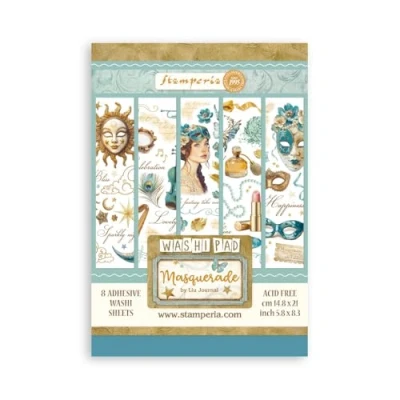 Afbeelding van Stamperia 8 stuks Washi stempels voor scrapbooking, albums, kaarten maken, bullet journaling, enz. Doorschijnend en gemakkelijk te snijden, zuurvrij, perfect vrije tijd, knutselen