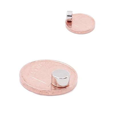 Afbeelding van Brudazon 10 mini schijfmagneten 5 x 3 mm N52 sterke neodymium magneten extra voor modelbouw, foto, witte wand, handwerk schijf