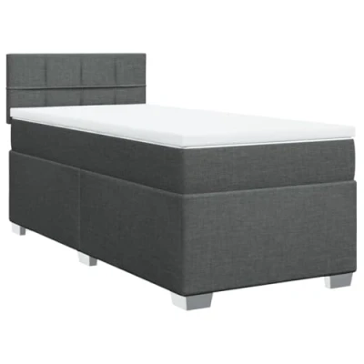 Afbeelding van vidaXL Boxspring met matras stof donkergrijs 100x200 cm