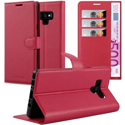 Afbeelding van Cadorabo Hoesje geschikt voor Samsung Galaxy NOTE 9 in KARMIJN ROOD Beschermhoes met magnetische sluiting, standfunctie en kaartvakje Book Case Cover Etui