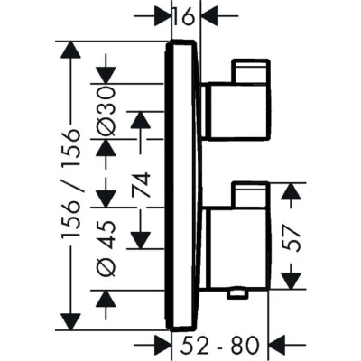 Afbeelding van hansgrohe Ecostat Square afbouwdeel voor inbouw bad/douchethermostaat zonder uitloop, met omstelling, chroom