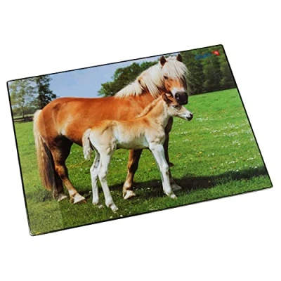 Afbeelding van Läufer 46587 kindermuismat, antislip, motief paard en kippen, 53 x 40 cm, met zijvak, transparant