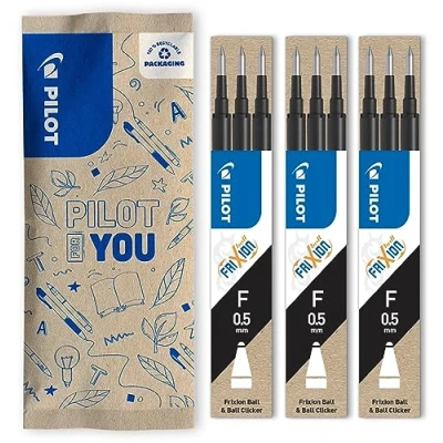 Image de PILOT Lot de 3 étuis recharges FriXion pour stylo effaçable. Compatibles Ball et Clicker Noir Pointe Fine