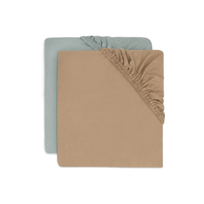 Afbeelding van Jollein Hoeslaken Jersey 40/50x80/90cm Sea Green/Biscuit 2 Stuks