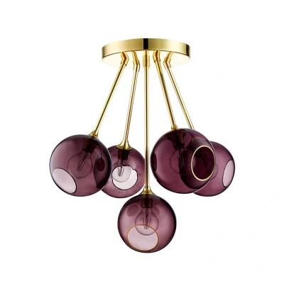 Afbeelding van Ballroom Molecule plafondlamp, paars, glas, 5 lamps