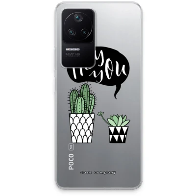 Afbeelding van Case Company® hoesje geschikt voor Xiaomi Poco F4 Hey you cactus Soft Cover Telefoonhoesje Bescherming aan alle Kanten en Schermrand