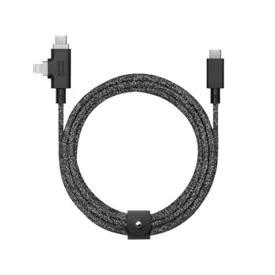 Afbeelding van Native Union Duo Pro 240 W riemkabel universele gevlochten oplaadkabel gemaakt van gerecyclede materialen 2 in 1 MFi gecertificeerde connectoren voor Lightning en type C apparaten Cosmos