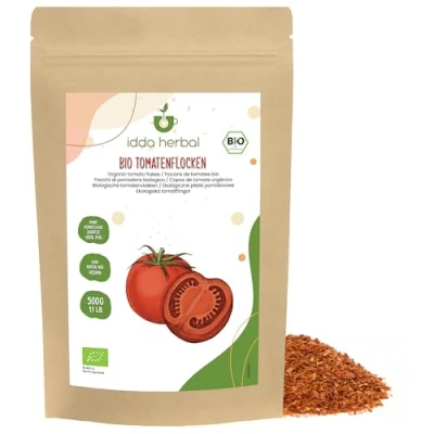 Afbeelding van biologische tomatenvlokken (500 g), gemalen tomatenvlokken, 1 3 mm, teelt, tomatenkruiden voor tomatenpuree, pastasaus, pizzasaus