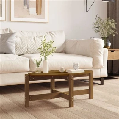 Afbeelding van Salontafel 87x48x35 cm massief grenenhout honingbruin