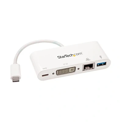 Afbeelding van StarTech USB C multiport adapter voor laptops Power Delivery DVI GbE 3.0
