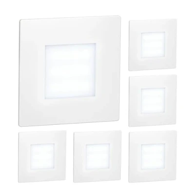 Afbeelding van ledscom.de 6 stuks LED trapverlichting/inbouwlamp in de muur FEX voor binnen en buiten, vierkant, 85 x mm, koud wit