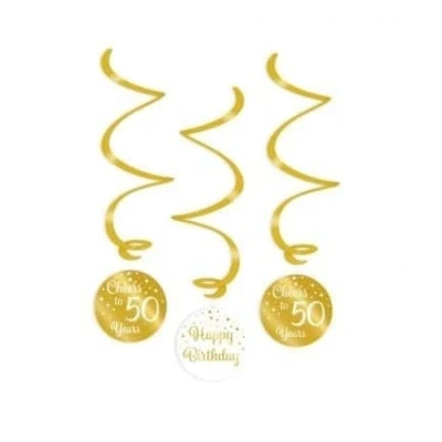 Image de Swirls Cheers à 50 ans Blanc / Or par 3 pièces