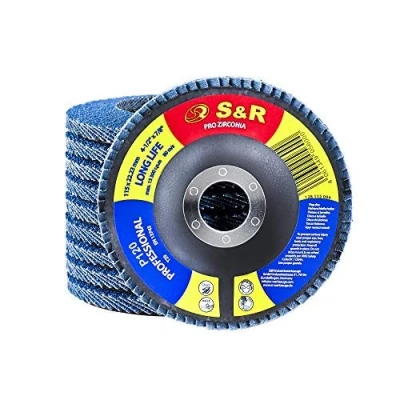 Afbeelding van S&amp;R 10 lamellenschijven 115 schuurmiddelen voor roestvrij staal, hout, metaal, korrel 120, slijpschijf met vakken slijpmachine.