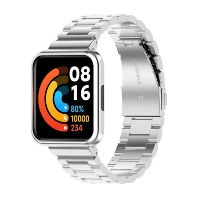 Afbeelding van Stalen schakelband met case Zilver Xiaomi Redmi Watch 2 (Lite)