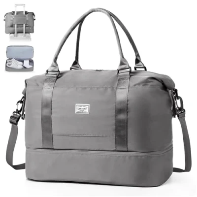 Afbeelding van TAN.TOMI sac de voyage, bagage à main, weekend, pliable pour homme et femme, convient les vols aéronautiques, vacances, le sport, camping, gris foncé