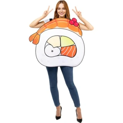 Afbeelding van FUNIDELIA Sushi kostuum voor vrouwen en mannen One Size Zwart