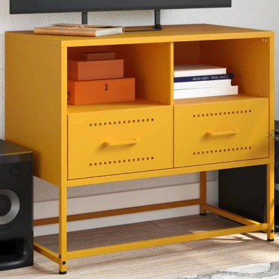 Afbeelding van Tv meubel 68x39x60,5 cm staal mosterdgeel