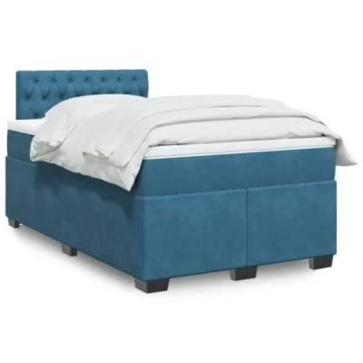Afbeelding van vidaXL Boxspring met matras fluweel blauw 120x200 cm