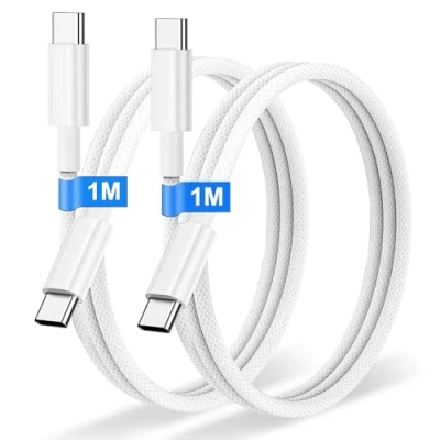 Afbeelding van 2 stuks iPhone 15 16 oplaadkabel 1 m 60 W nylon USB C naar snel opladen voor Apple 16/15/Pro/Pro Max, Samsung S23 S22 S21 MacBook Pro/Air, Huawei
