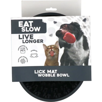 Afbeelding van Eat Slow Live Longer Likmat Wiebelkom Pootafdrukken 17 cm Snuffelmat Anti schrok Kom Slowfeeder Afleiding Belonen Honden en Katten voor Lekkernij 100% Siliconen Vaatwasserbestendig Grijs