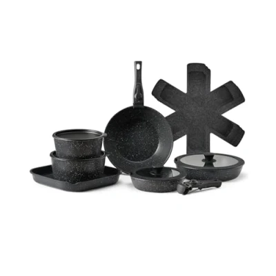 Image de VEVOR Batterie de cuisine ensemble casseroles et poêles à induction 17 pcs Noir