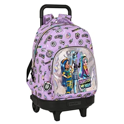 Afbeelding van Schoolrugzak met Wielen Monster High Best boos Lila 33 X 45 22 cm