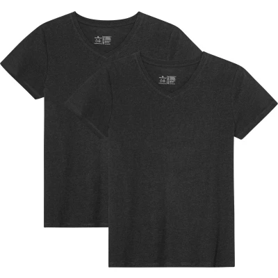 Afbeelding van DANISH ENDURANCE T Shirt V Hals Dames Zwart 2 pack Maat M