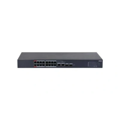 Image de Dahua CS4218 16ET 135 Commutateur cloud managed intelligent 2 x 10/100/1000 (High PoE) + 16 10/100 (PoE) (liaison montante) Gigabit SFP de bureau, Montable sur rack High PoE / (135 W)