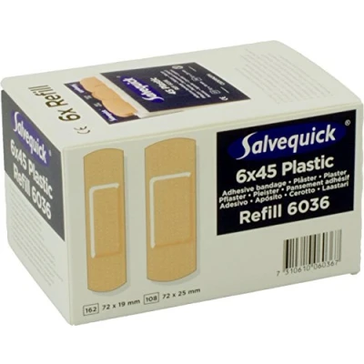Afbeelding van Salvequick navulling 6036, plastic pleisters, doosje van 6 navullingen voor pleisterautomaat