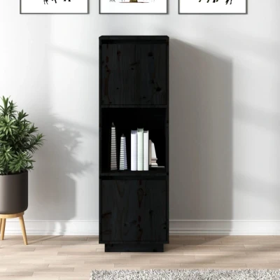 Afbeelding van Hoge kast 38x35x117 cm massief grenenhout zwart
