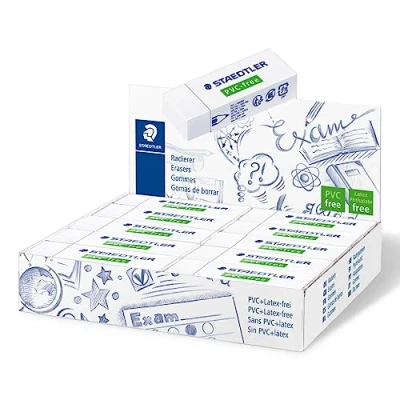 Afbeelding van Staedtler Mars PVC vrij, hoogwaardige witte kunststof gommen, en ftalaat latexvrij, kartonnen doos met 20 gummen in standaardformaat, 525 B20 VE