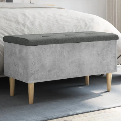 Afbeelding van Opbergbankje 82x42x46 cm bewerkt hout betongrijs