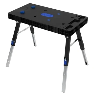 Afbeelding van Werkbank 5in1 rolplank zaagbok 94 cm van kunststof tot 150kg met 4 zwenkwielen