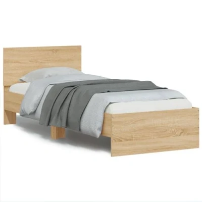 Afbeelding van Bedframe met hoofdbord en LED sonoma eikenkleurig 75x190 cm