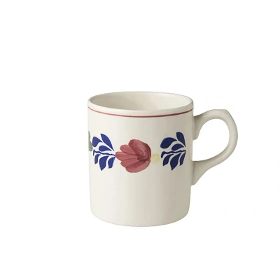 Afbeelding van Royal Boch Boerenbont Set 6 Mugs Recht 0,33l Crème Met Decor Aardewerk