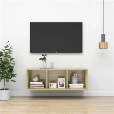 Afbeelding van Tv wandmeubel 37x37x107 cm spaanplaat sonoma eikenkleurig
