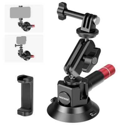 Afbeelding van Neewer 7,6 cm zuignap houder voor camera met magische kogelkoparm, 6,35 mm ARRI gaten, snelsluiting autohouder telefoonhouder en adapter