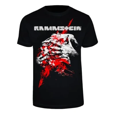 Afbeelding van Rammstein Zwart T shirt met print op borst en rug, zwart.