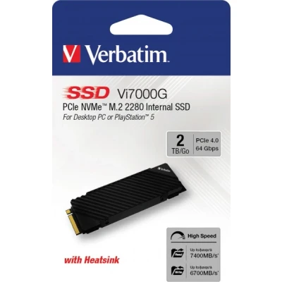 Afbeelding van Verbatim SSD 2 TB, PCIe 4.0, M.2 2280, NVMe, Vi7000G 7400 MB/s, (W) 6700 detailhandel