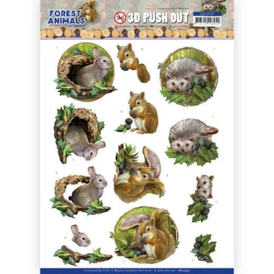 Afbeelding van Rabbit Forest Animals 3D Push Out Sheet