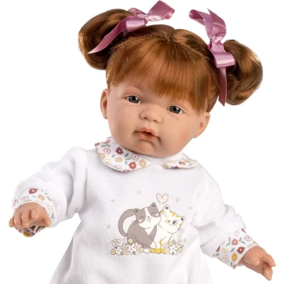 Afbeelding van Llorens pop JOELLE met katjes outfit 38 cm