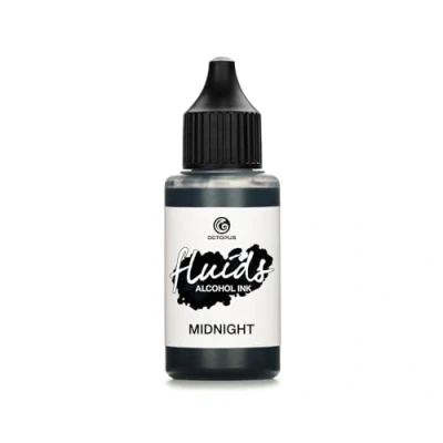Afbeelding van Octopus Fluids MIDNIGHT alcoholinkt voor vloeibare kunst en harskunst, epoxyhars, zwart, 30 ml