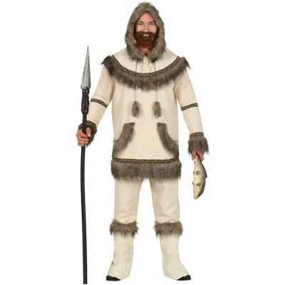 Afbeelding van Fiestas Guirca Verkleedpak Eskimo Heren Wit/bruin Maat 48 50