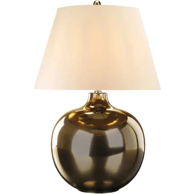 Afbeelding van Elstead Lighting LED Tafellamp Ottoman 1X E27 Max 60W Bronze Metalic, Ivory Shade