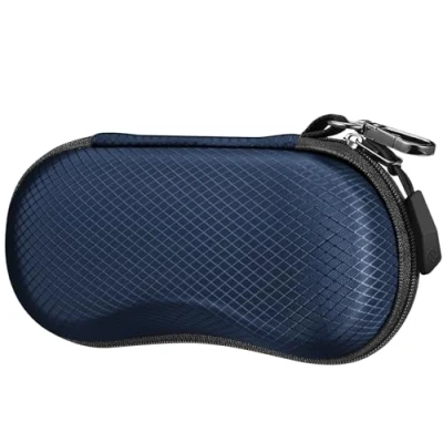 Afbeelding van Fintie Zonnebrillenkoker EVA krasbestendig hard etui met karabijnhaak grote brillenkoker voor mannen en vrouwen outdoor sportbril fietsbril, Donkerblauw