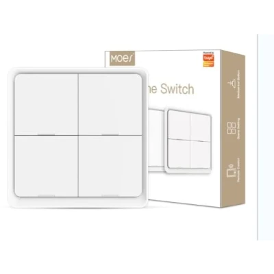 Afbeelding van MOES ZigBee Draadloze 4 versnellingen, 12 scèneknoppen, schakelaar, Smart home automatiescene switch, gebruikt voor Tuya apparaten, noodzakelijke HUB, gratis batterij, wit