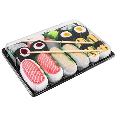 Afbeelding van Rainbow Socks Dames Heren Sushi Sokken Tamago Butterfish Zalm 2 x Maki 5 paar, Meerkleurig