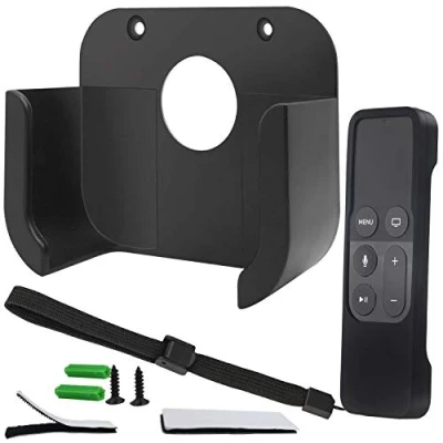 Afbeelding van Pinowu Wandhouder met Siri afstandsbediening hoes compatibel Apple TV 4/4K (4e generatie) (zwart)