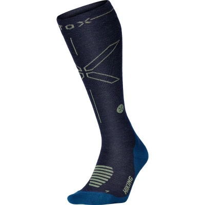 Afbeelding van Merino Hiking Compressie Wandelsokken Heren Dark Blue Olive200 3 Blauw