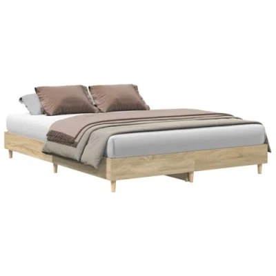 Afbeelding van vidaXL Bedframe zonder matras 150x200cm spaanplaat sonoma eikenkleurig